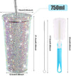 1 Pc Rhinestone Coffee Cup Gift Cup Rhinestone Rhinestone Thermos Cup Double Stainless Steel Straw Cup Coffee Mug  Water Bottles
