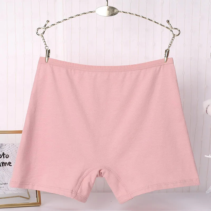 3pcs Cotton Women Panties Lady Plus Size Boxer Underwear High Waist Briefs Solid Color Female Shorts Safety Panty