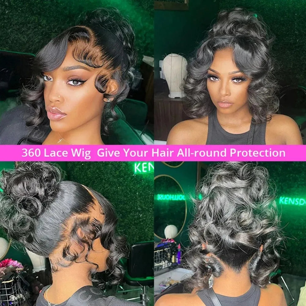 20 40 Inch Body Wave 360 Full Lace Frontal Wigs 100% Human Hair Preplucked Brazilian 250 Density Water Wave 13x6 Lace Front Wig