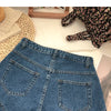 ITOOLIN Women Vintage Tassels Denim Shorts Button Loose High Waist A-line Jean Shorts Casual Women Office Trousers Streetwear