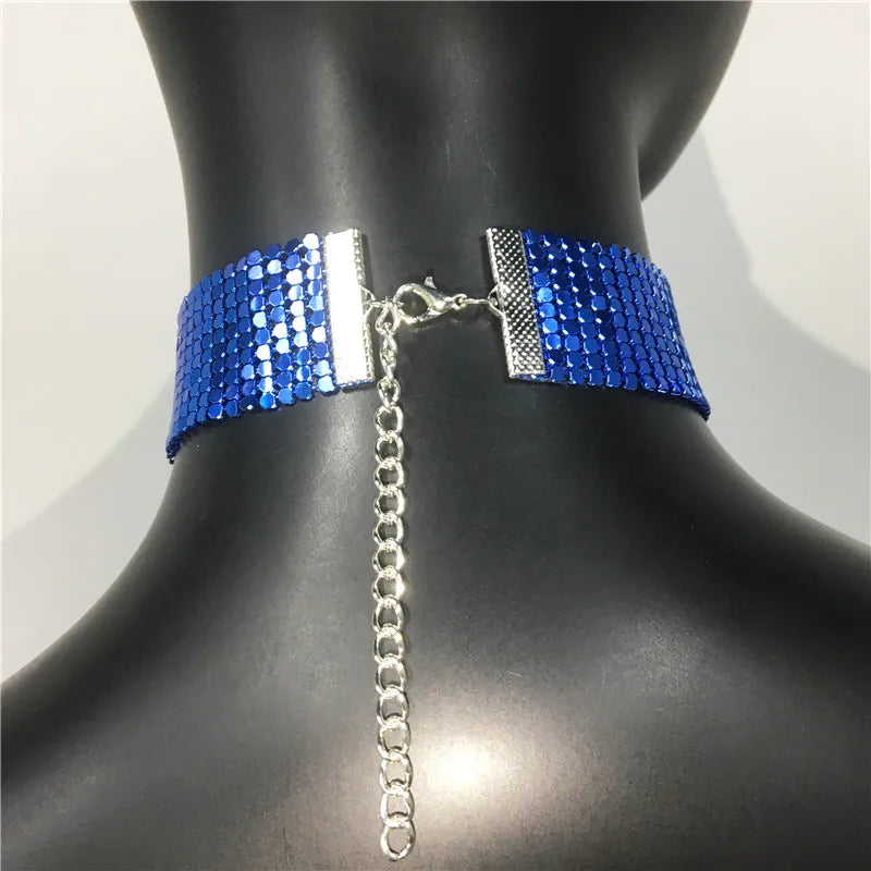 Fashion Metal Sequins Chokers Necklace Jewelry Women Statement Choker Wedding Necklace Jewelry Accessories For A Gift
