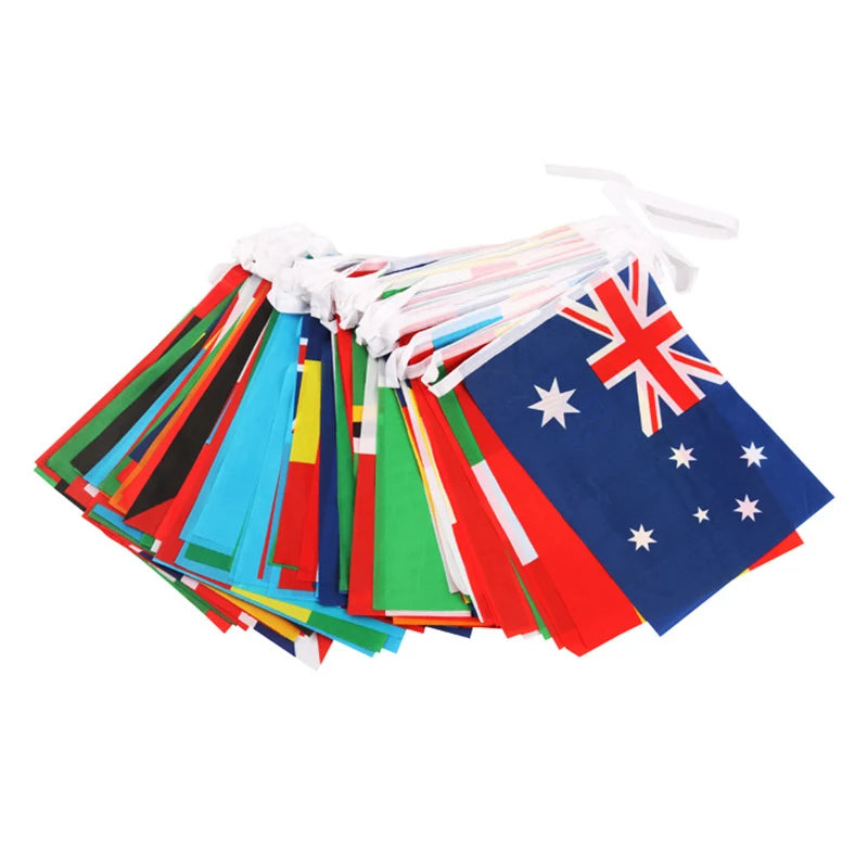 2026 14x21cm   48pcs  Country Flag NEW Football  Countries Flag Bunting National String Banner Event Garlands decoration
