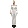 Party Jumpsuit for Women Slash Neck Solid High Waist Irregular Off Shoulder Suit Jumpsuit Bodysuits One Piece Playsuits Overall