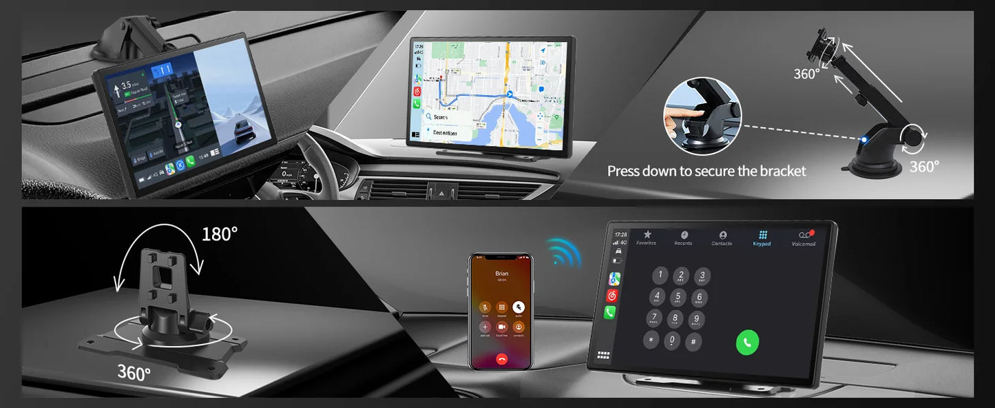 9'' Imagebon A8Pro ADAS Wireless Carplay & Android Auto Dash Cam 4K Rearview Camera 24h Park Monitor GPS Navigation Car DVR