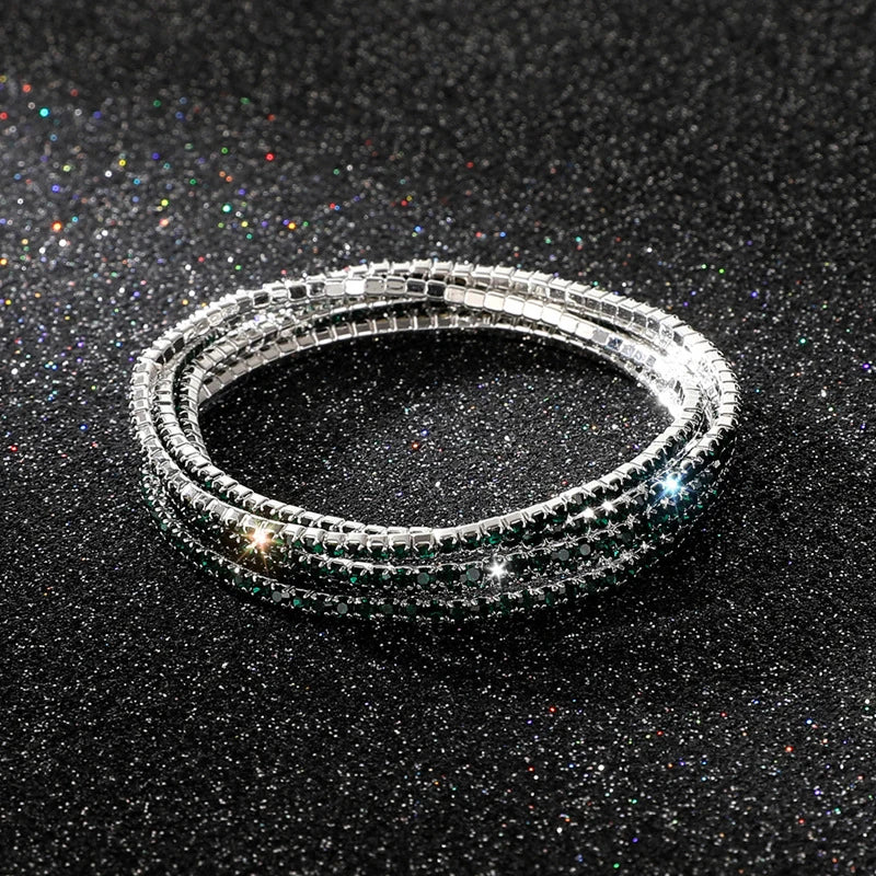 5Pcs/Lot Elastic Crystal Bracelets 2mm Charming Gold Color Crystal Rhinestones Metal Bangle Bracelet Jewelry DIY Gift