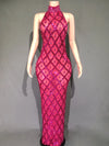 Sparkly Rhinestones Sleeveless Long Dress Elegant Dark Mesh Celebrate Evening Wedding Prom Gown Birthday Dress Photograph Wear