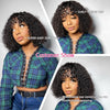 Jerry Curly Short Pixie Bob Cut Human Hair Wigs With Bangs For Women Wear To Go Peruvian Highlight Honey Water Wave Wigs