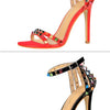 Summer Women Roman High Heels Rivets Studded Sandals Stiletto Gladiator Pumps Open Toe Luxury Shoes Hollow One-word Buckle 267-2