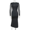 Tossy Glitter Hollow Out See-Through Maxi Dress Female Sexy Lace-Up Club High Waist Patchwork Sparkle Bandage Women Long Dress