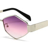Polygonal Luxury Sunglasses Women Brand Fashion Rhombus Sun Glasses Woman 2024 Retro Vintage Metal Diamond Shades Eyewear