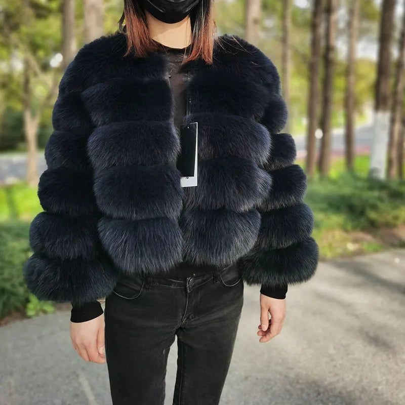 Maomaokong 2025 Natural Real Fox Fur Coat Women Winter Warm Luxury Fur Jacket Detachable Long Sleeves Female Vest Furry Coats