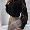 White Sexy Lace Hollow Out Women Blouse Autumn 2025 Spring Black Top Vintage Button Up Shirts Long Sleeve Mesh Design Tops 19948