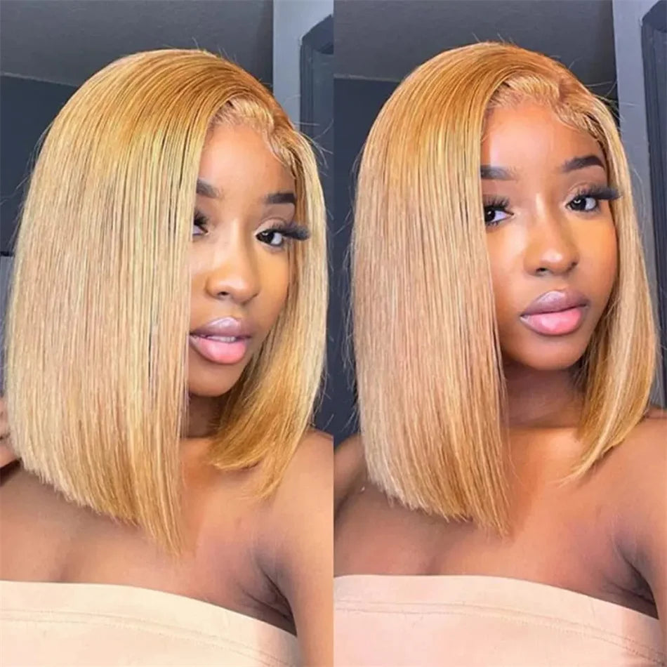 210% Density Vietname Super Double Drawn Bone Straight 13x4 Frontal Bob Wig with 100% Human Hair 613 Honey blond For Black Women