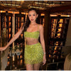 Sexy Sequins Tassel Skirt Sets Women Sling Crop Tops Hip Package A-line Short Skirts 2025 Summer Chic Beach Party Outfits Lady