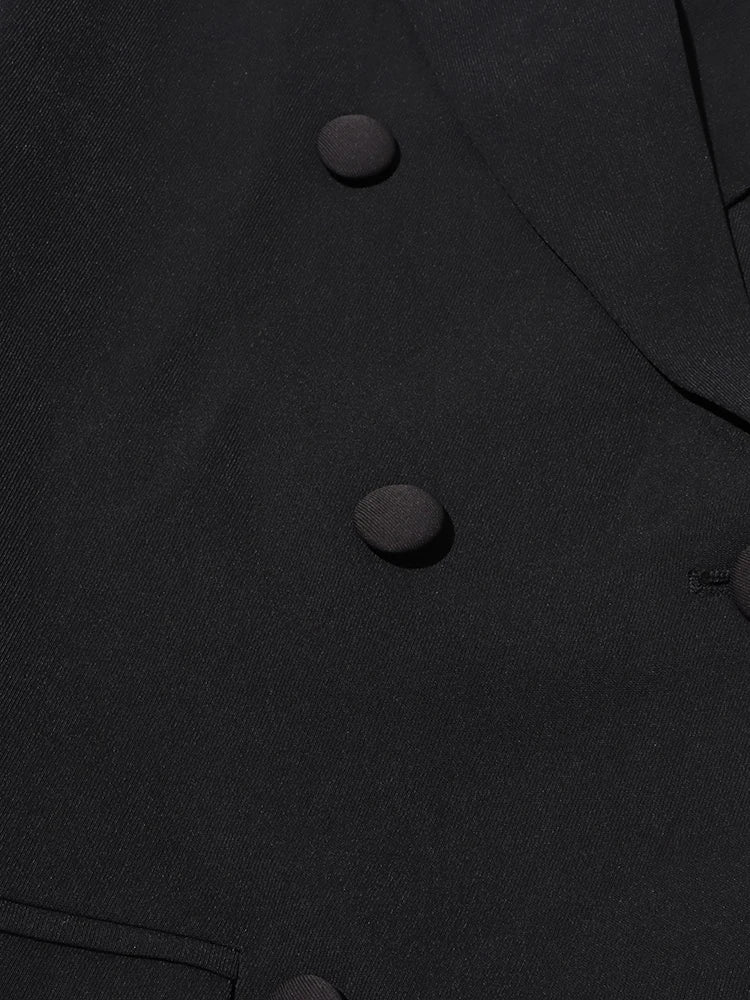 TWOTWINSTYLE Patchwork Diamonds Backless Blazer For Women Notched Collar Long Sleeve Spliced Button Chic Blazers Female Style