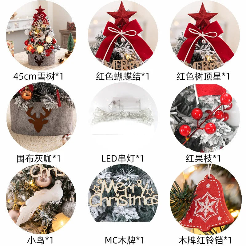 45/60cm DIY Christmas Tree With LED Light Mini Desktop Tree Christmas Decoration New Year Gift Home Christmas Ornaments