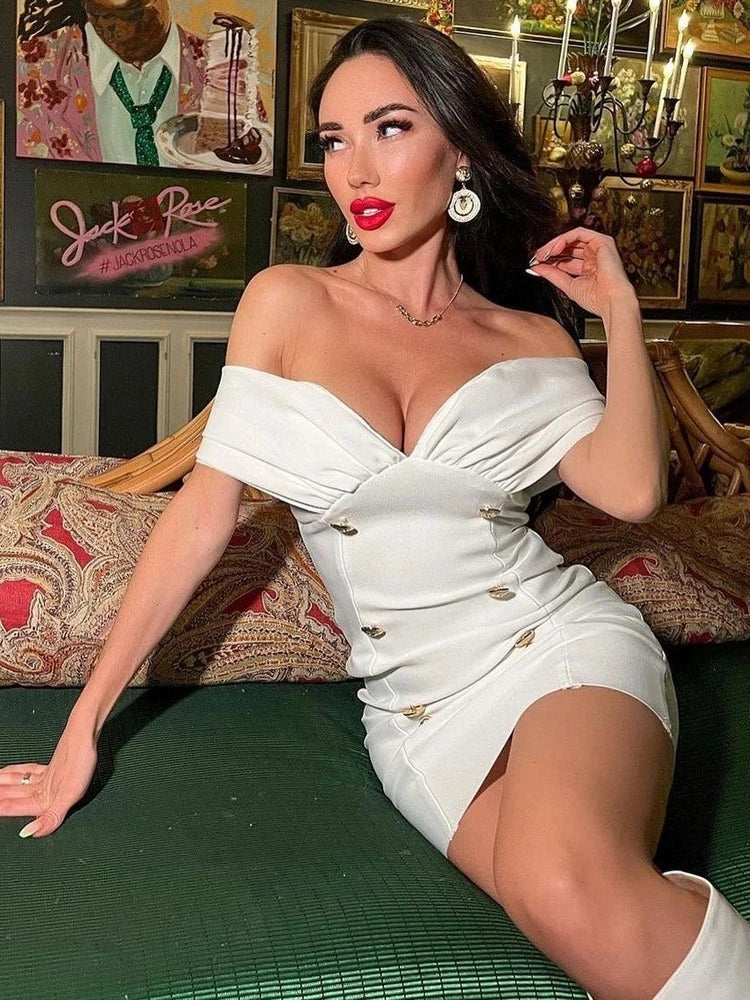 NewAsia Off the Shoulder Blazer Dress Double Breasted Anti slip Backless Ruched Low Cut Zipper Bodycon Robe Elegant Club Dresses