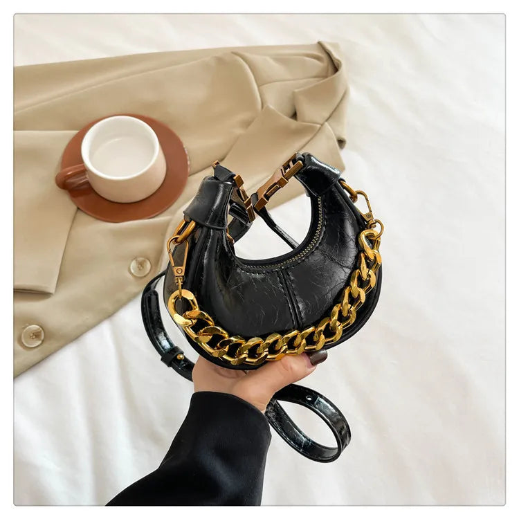 2024 Autumn Winter Mini Crossbody Bags For Women Luxury Half Moon Handbags For Ladies Purse Handle Bags Female Small Bag