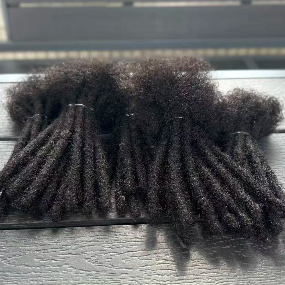 100% Human Hair Loc Extensions Full Handmade Dreadlock Extensions Wholesale 0.6cm Width Natural Black Extension For Women Men