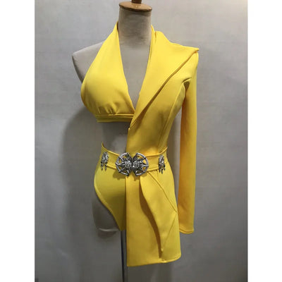 Bar Nightclub Women Singer Dancer Team Stage Performance Clothes Irregular Bikini Blazer Rave Outfit Modern Jazz Dance Costume