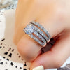Huitan Sparkling 2Pcs Set Cubic Zirconia Rings for Women Wedding Engagement Fashion Jewelry Luxury Trendy Female Rings Wholesale