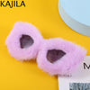 Cat Eye Sunglasses Women Punk Soft Fur Velvet Ladies Sun Glasses 2024 Luxury Brand Trendy Shades Eyewear Oculos De Sol Feminino