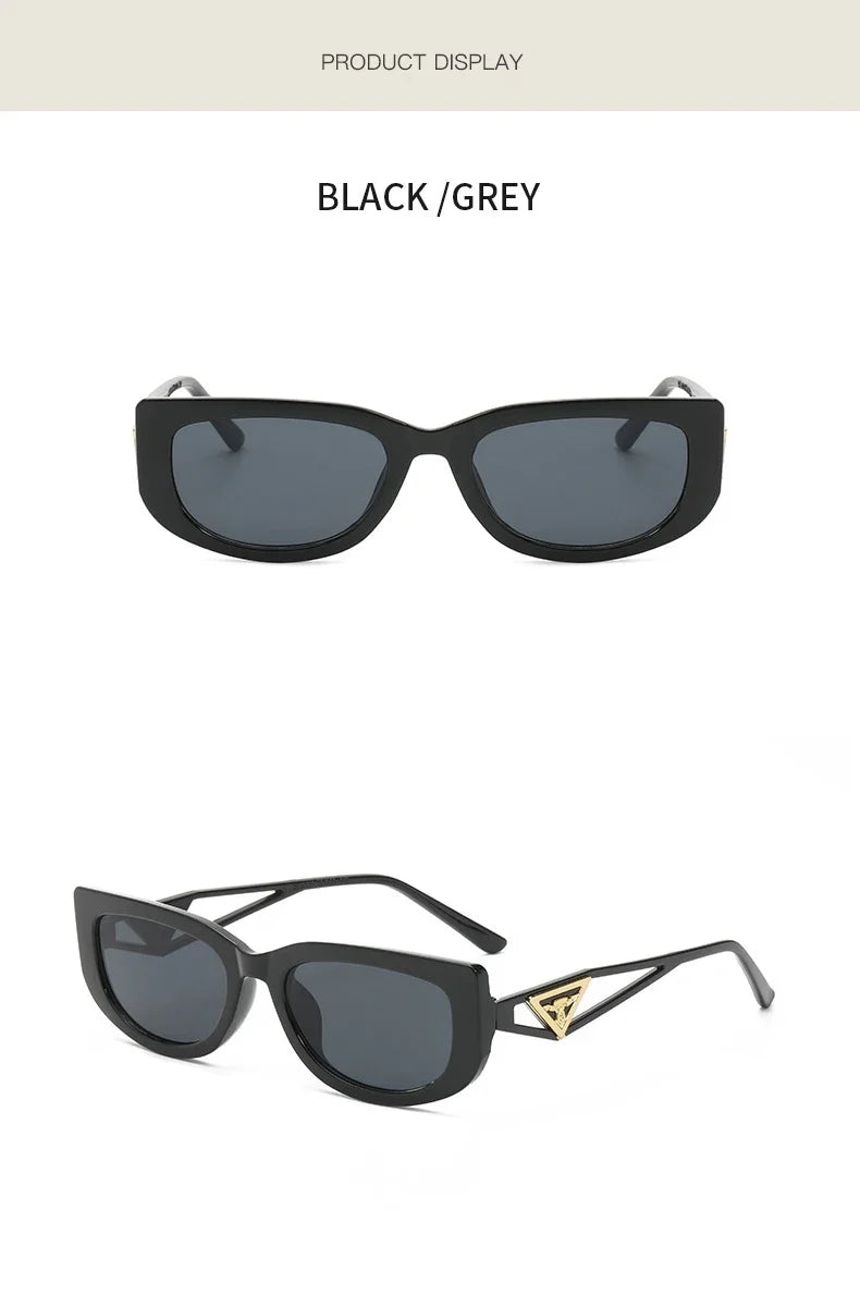 New Small Frame Cat Eye Sunglasses Women Personality Hollow Triangle Sun Glasses Men Trendy Retro Oval Gafas De Sol Mujer