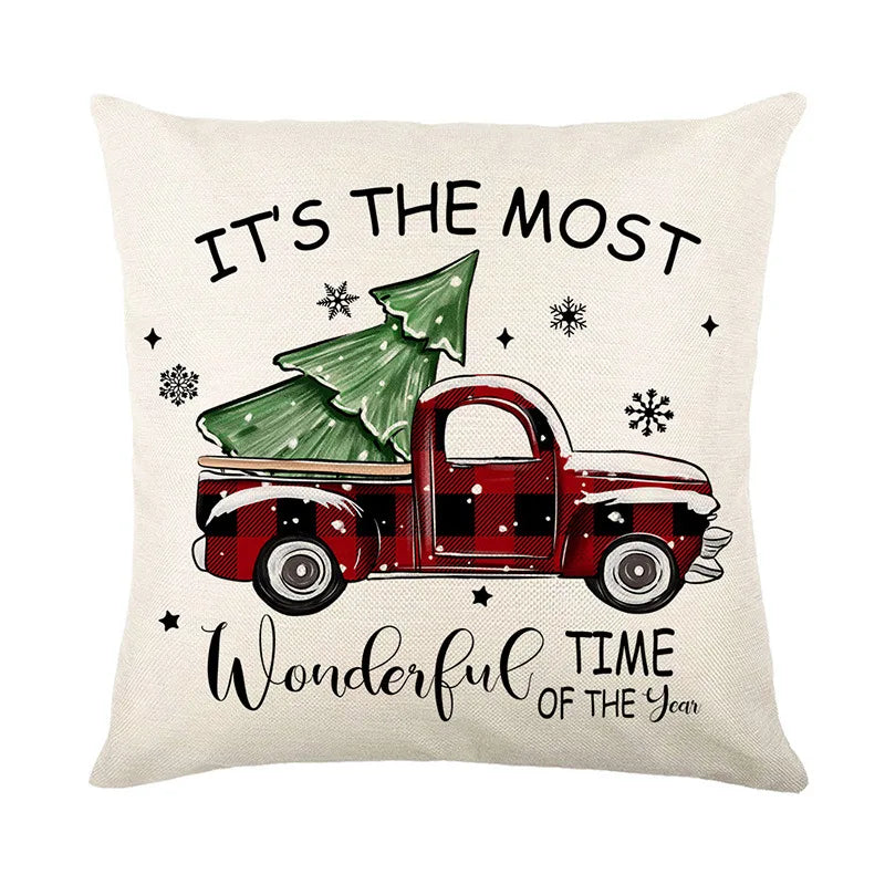 Linen Christmas Pillow Cover Snowman Elk Pillow Case 2024 Christmas Decoration for Home New Year Sofa Car Cushion Cover 45x45cm