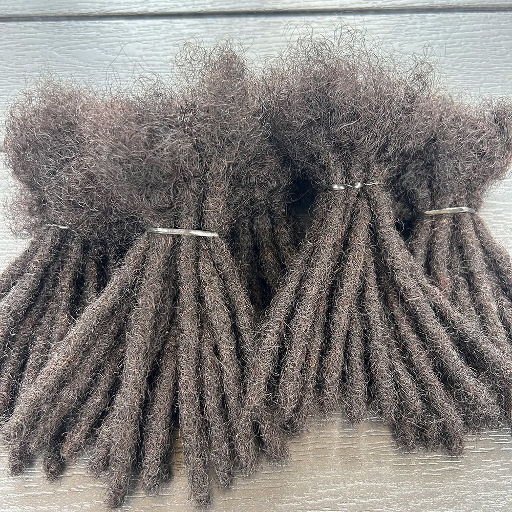 100% Human Hair Loc Extensions Full Handmade Dreadlock Extensions Wholesale 0.6cm Width Natural Black Extension For Women Men