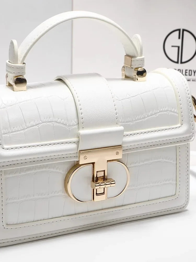 Luxury Designer Bags with High Quality Alligator Printing Leather and Delicate Metal Design Women's Portable Shoulder Bag