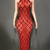 Sparkly Rhinestones Sleeveless Long Dress Elegant Dark Mesh Celebrate Evening Wedding Prom Gown Birthday Dress Photograph Wear