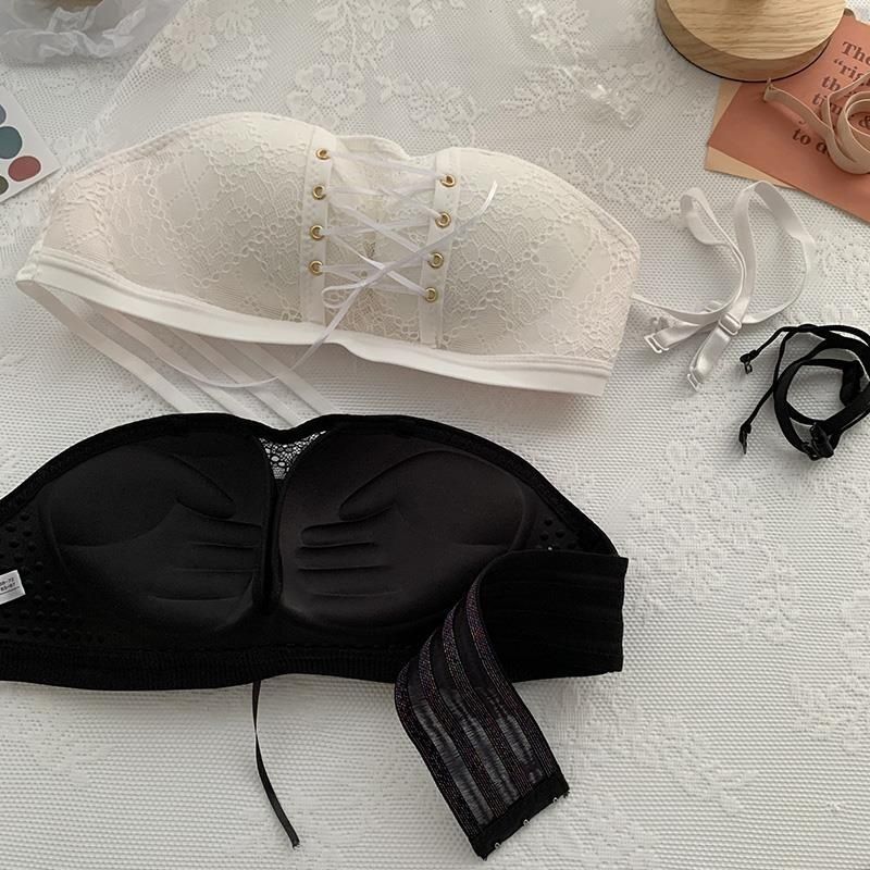 Non-Slip Bra Lace Tube Top Seamless Wireless Small Chest Push up Adjustable Sexy Beauty Back Underwear for Women