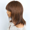 Lekker 12" Short Brown Wolf Cut Straight Bob Human Hair Wigs With Bangs For Women Brazilian Remy Hair Ready to Wear Glueless Wig
