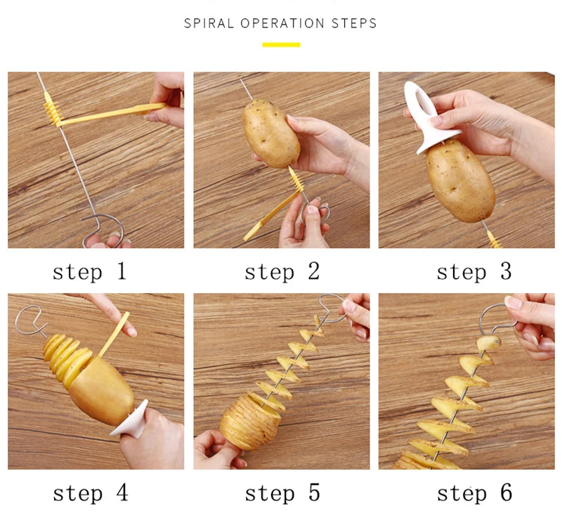 Protable Potato BBQ Skewers For Camping Chips Maker potato slicer Potato Spiral Cutter Barbecue Tools Kitchen Accessories