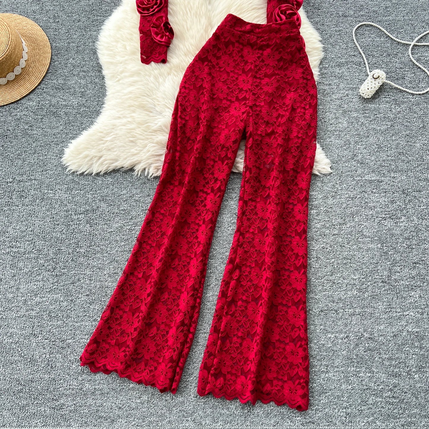 Women  Three-dimensional floral  loose T Shirt Bodycone Tops Female High Street Y2k Tops  Summer Two Piece Set