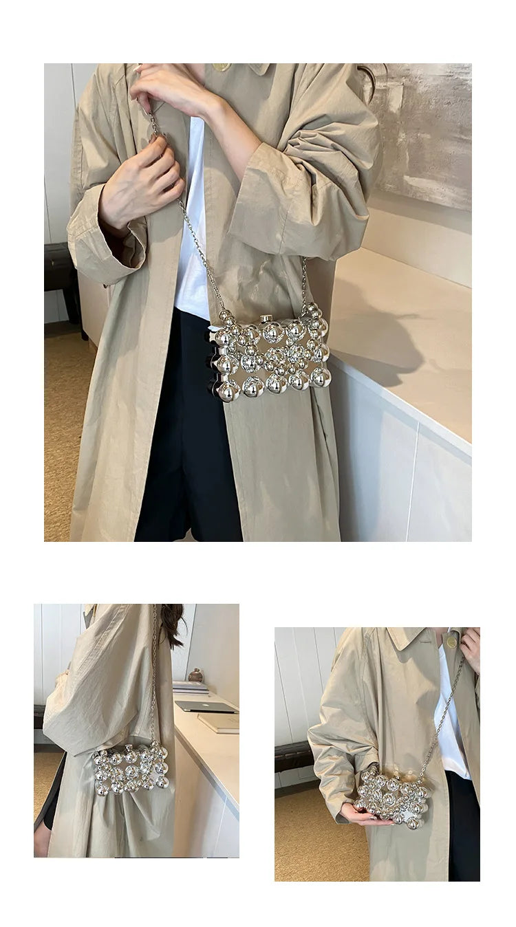 Mini Gold Chain Crossbody Bags for Women 2024 Y2K Korean Fashion Lady Evening Party Shoulder Bag Handbags and Purses