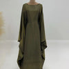 Batwing Butterfly Sleeve Satin Khimar Abaya Dubai Muslim Maxi Dress Kaftan Abayas For Women Kebaya Caftan Robe Femme Vestidos