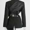 TWOTWINSTYLE Solid Spliced Bowknot Hollow Out Blazer For Women Notched Collar Long Sleeve Tunic Temperament Blazers Female New