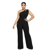 Summer New Vintage Chic Women's Fashion Sexy Sleeveless Single Shoulder Sling High Waist Commuter High Waist Straight Jumpsuit