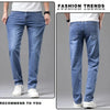 Summer Elastic Men's Jeans Fashion Gray Comfortable Business Straight Stretch Cotton Casual Denim Pants Brand Male Thin Trousers