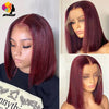 Burgundy Bob Wig Lace Front Human Hair Wigs Pre-Plucked 99J Red Blonde Colored Straight Human Hair Wigs 13x1 Lace Front Wig