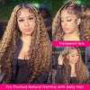 Highlight Honey Brown 13x4 Curly Lace Front Wig Glueless Human Hair Wigs Ombre 13x6 HD Deep Wave Lace Frontal Wig For Women Sale