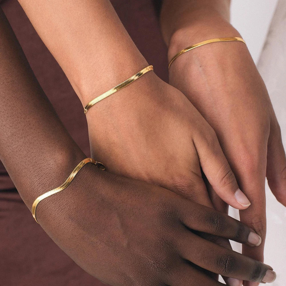 eManco Stainless Steel Adjustable Classic Snake Chain Bracelet Women's Gold Plated Jewelry Wholesale