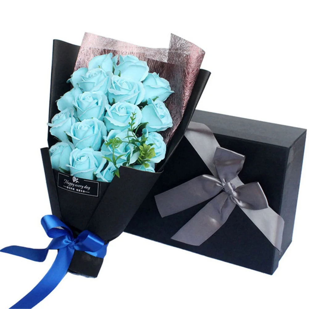 18Pcs/Box Soap Flower Bouquet Beautiful Flora Scented Bath Soap Flower in Gift Box for Anniversary Valentine's Day Mother Day
