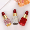 Luxury Diamond Lipstick Inflatable Lighter Mini Butane Pink Water Diamond Portable Lighter High End Women's Smoking Gift