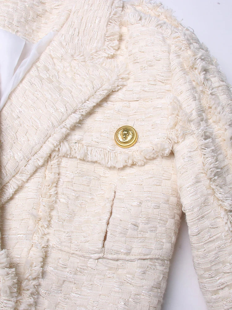 TWOTWINSTYLE Solid Temperament Blazers For Women Notched Collar Long Sleeve Patchwork Single Button Vintage Blazer Female Style