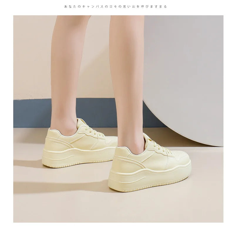 2025 New spring shoes for women green trainers platform lace up sneakers woman hip hop chunky sports shoes faux leather sneaker