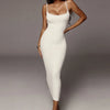 SIBYBO Ribbed Spaghetti Strap Cotton Dress Women Sleeveless O-Neck Summer Dress Solid Backless Long Party Dress