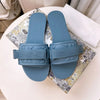 High quality explosive letter nylon buckle fashionable internet red flat bottom flip flops casual anti slip women's slippers Kor