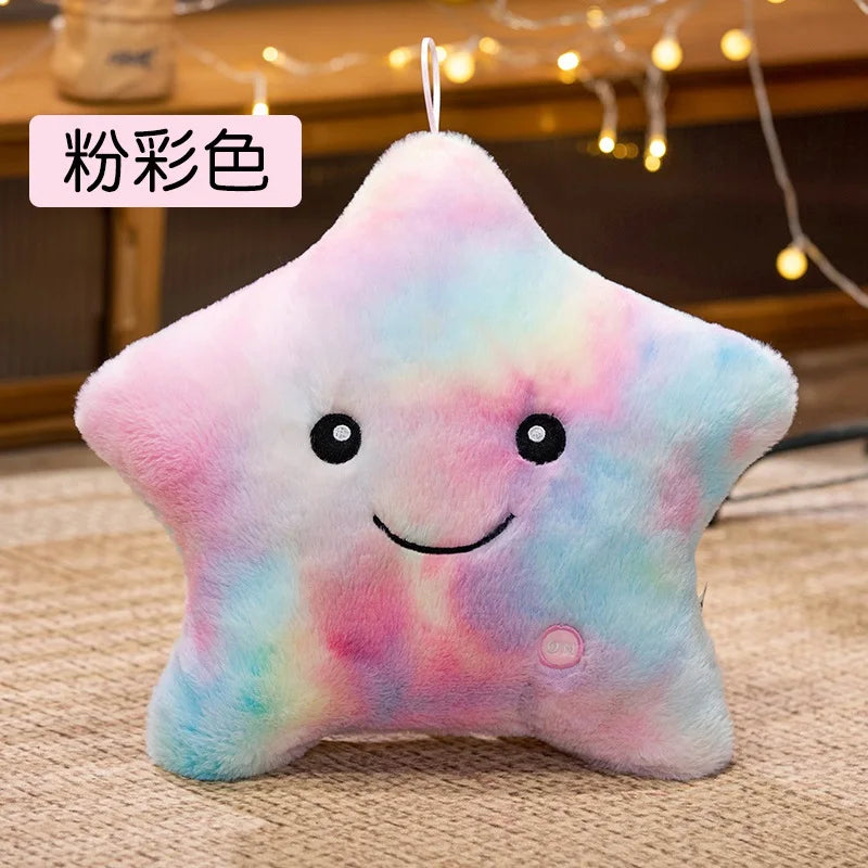 24*22CM Luminous Five-pointed Star Plush Toys Glowing Star Stuffed Soft Doll Pillow Nice Halloween Xmas Gifts